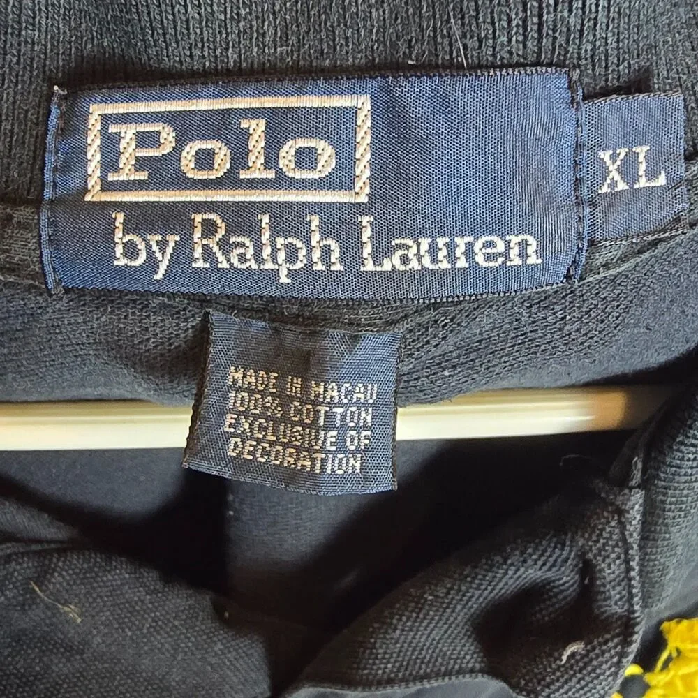 Polo Ralph Lauren Big Pony #3 Black Short Sleeve Rugby Shirt Custom Fit Large XL - Picture 3 of 16